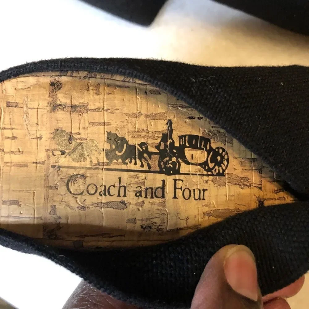 Coach and Four black strap wedge sandals size 10 - Picture 7 of 10